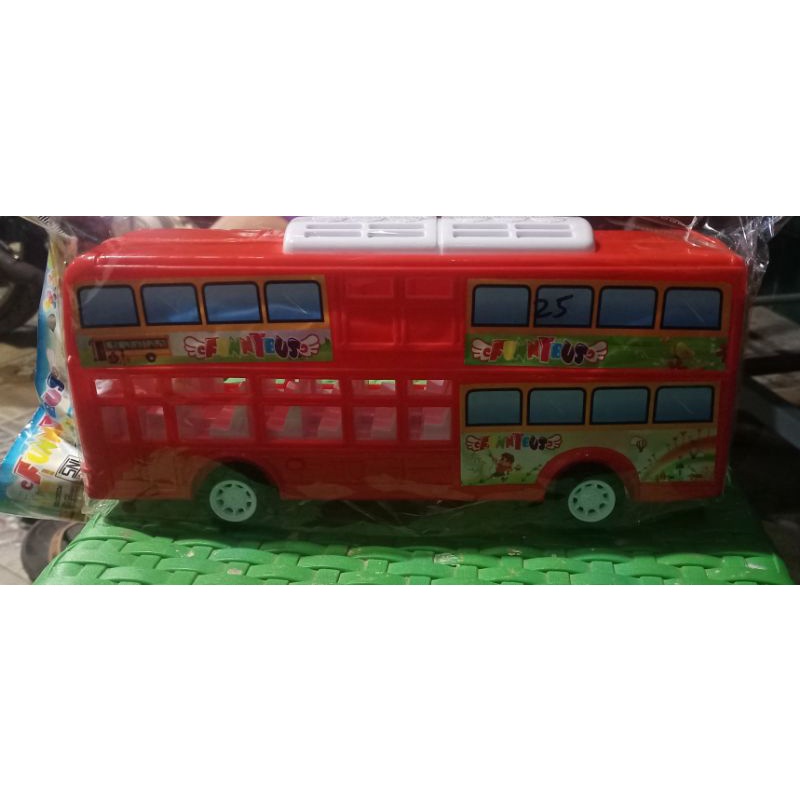 mainan mobilan bus tingkat bisa jalan