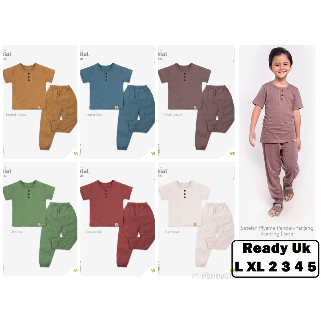 CELESTIAL Velvet Junior Piyama Bamboo Cotton Baju Pendek Kancing Dada Oblong + Celana Panjang 2 Series CBKS