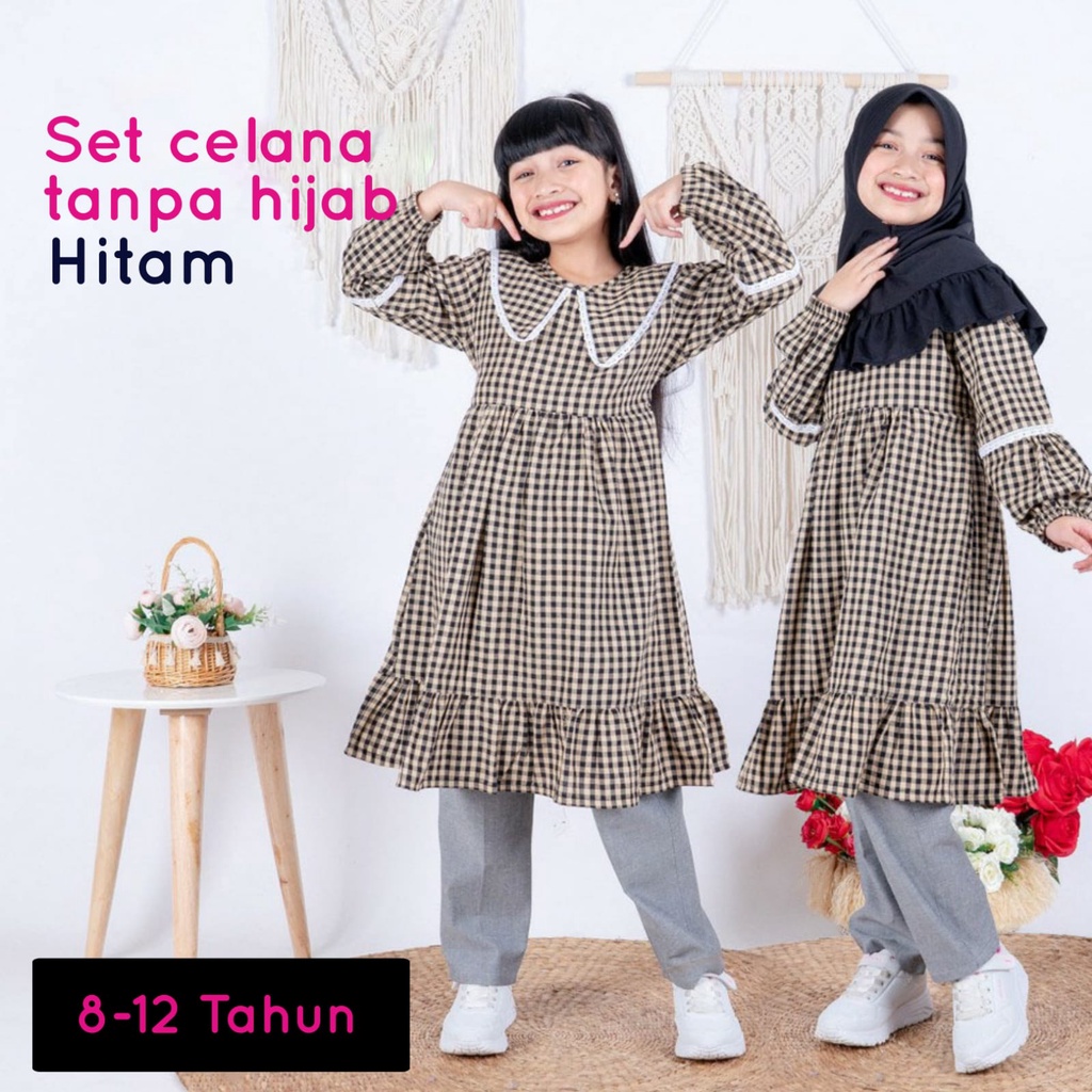 Bms Baju stelan anak Nana kids Fashion Muslim Usia 8-12 Tahun Baju anak perempuan Stelan anak terbaru