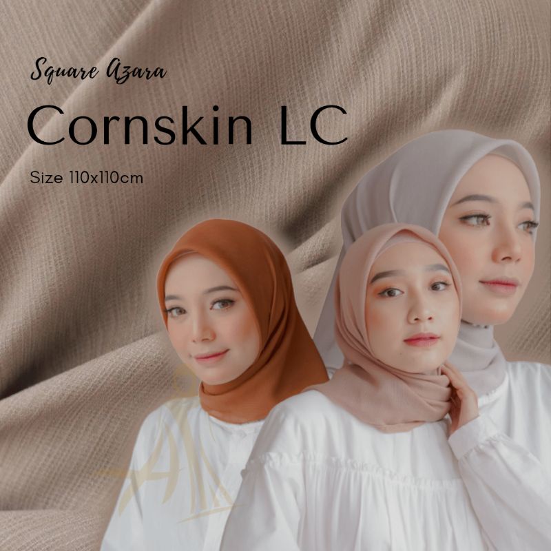 Segiempat Cornskin LC Azara Hijab Murah Size 110x110 Kulit Jagung