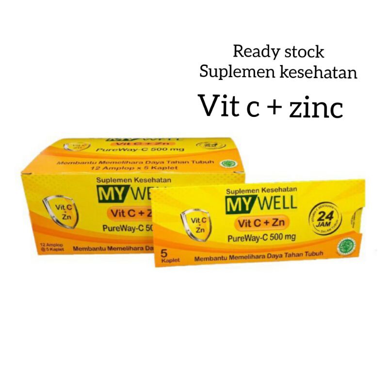 

MYWELL Vit C+Zinc suplemen makanan/MYWELL VIT C ZINC multivitamin daya tahan tubuh/MYWELL VIT C ZN