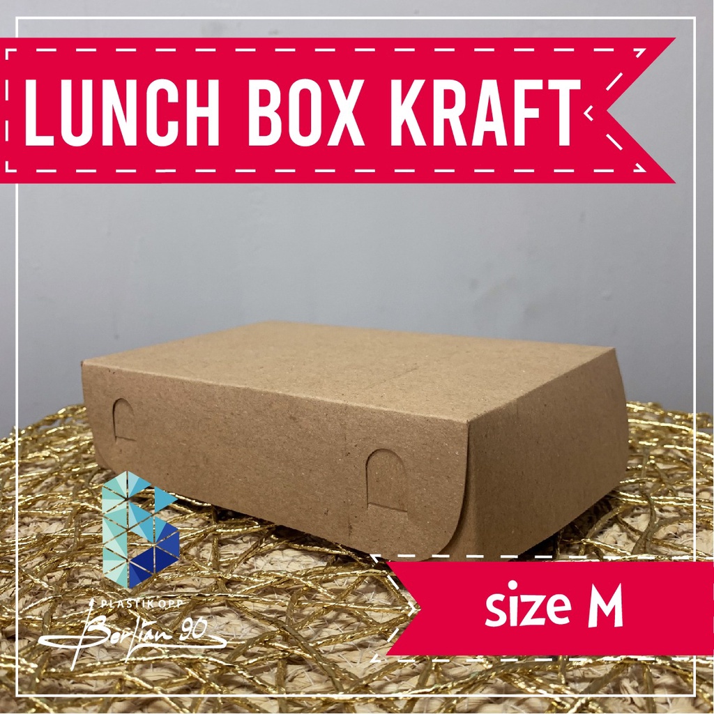 Lunch Box Kertas Kraft Coklat Ukuran M Isi 50 Pcs / Paper Box Lunch / Kotak Makan Kertas / Box Kotak