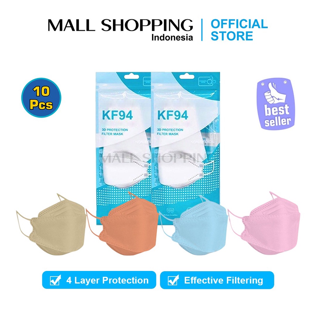 Masker KF94 10PCS 4PLY Face Mask Disposable Mask Earloop MALL SHOPPING