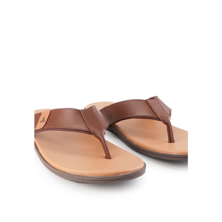 SANDAL CASUAL JIM JOKER PRIA ORIGINAL JEPIT KULIT BRANDED COKLAT JJ14