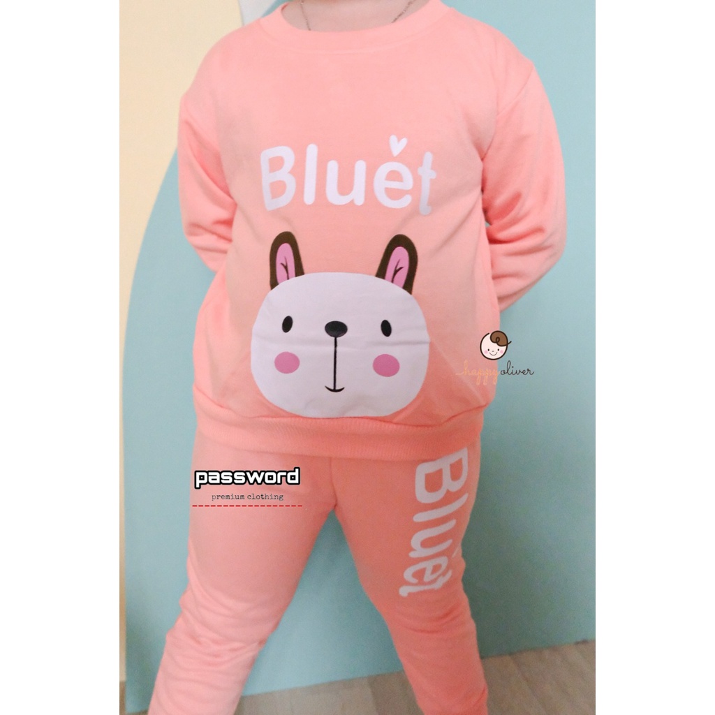 HappyOliver PASSWORD BLUET Setelan Sweater 1 - 7 Tahun Baju Anak BerKualitas