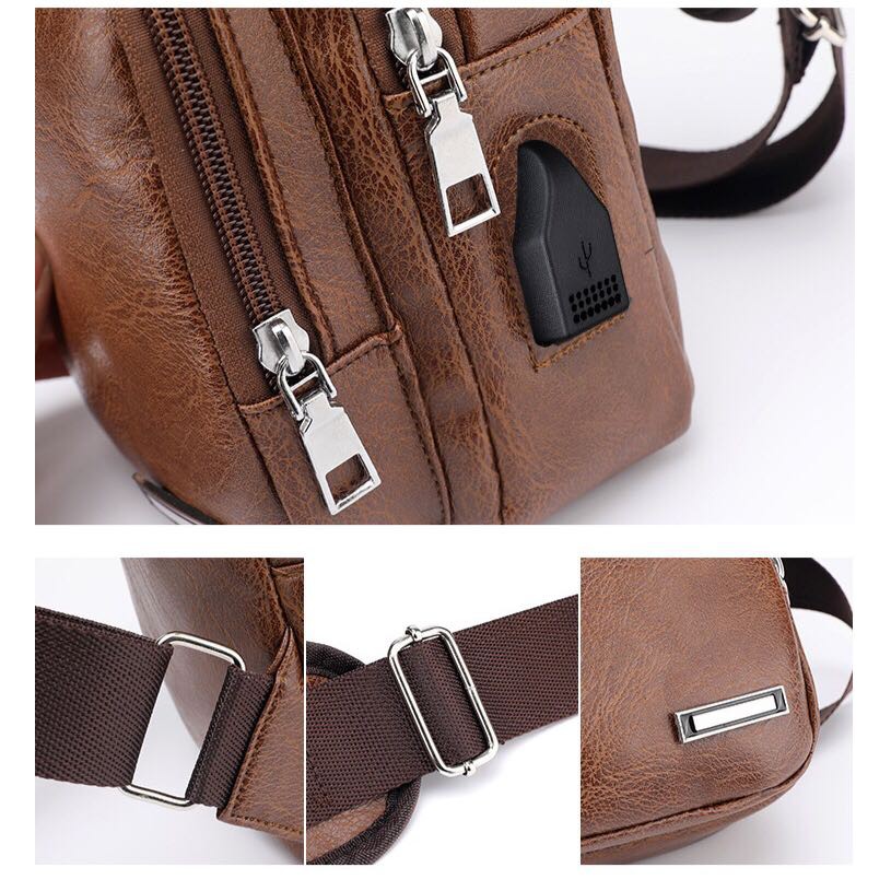 ☛TK☚ P039 Tas Selempang Kulit USB Sling Bag Slempang Pria Import Shoulder Murah Fashion Korea