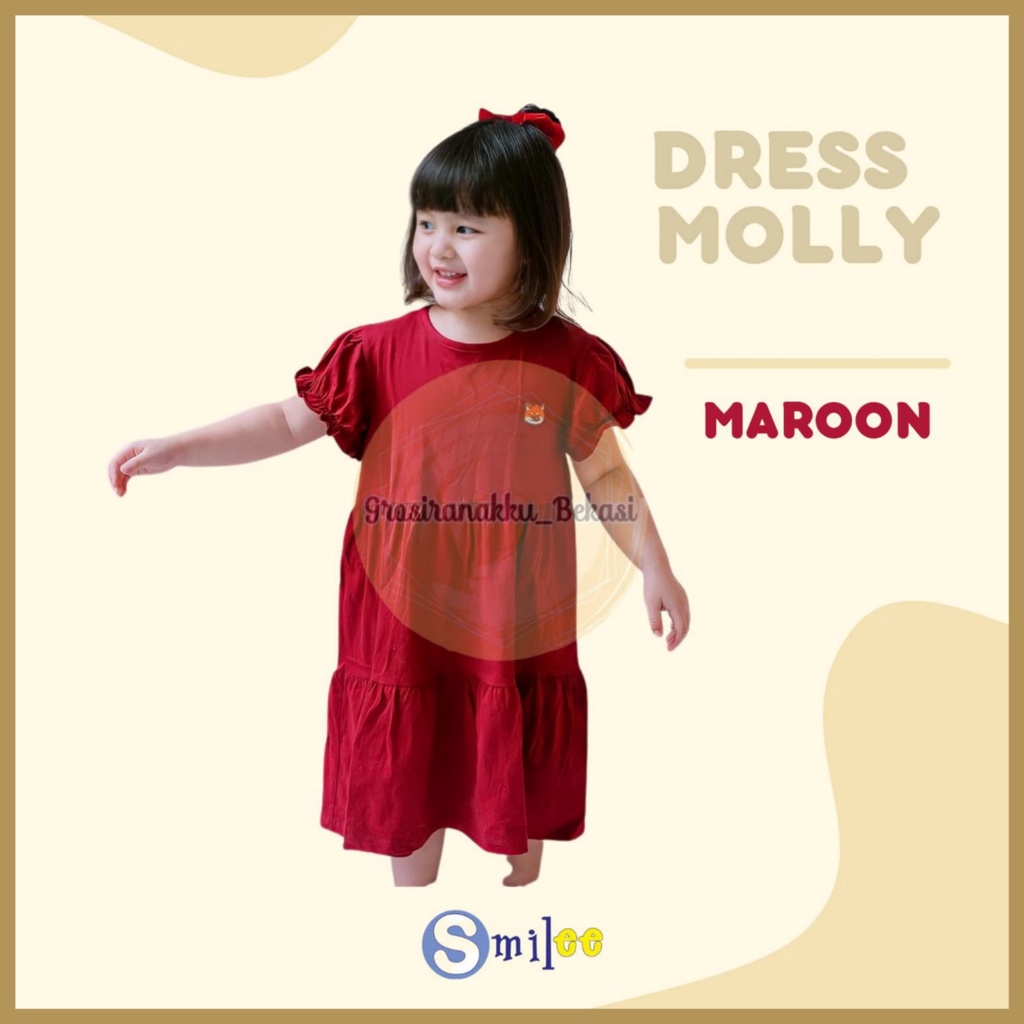 Dress Anak Smilee Molly Warna Maroon Size 1-5Tahun