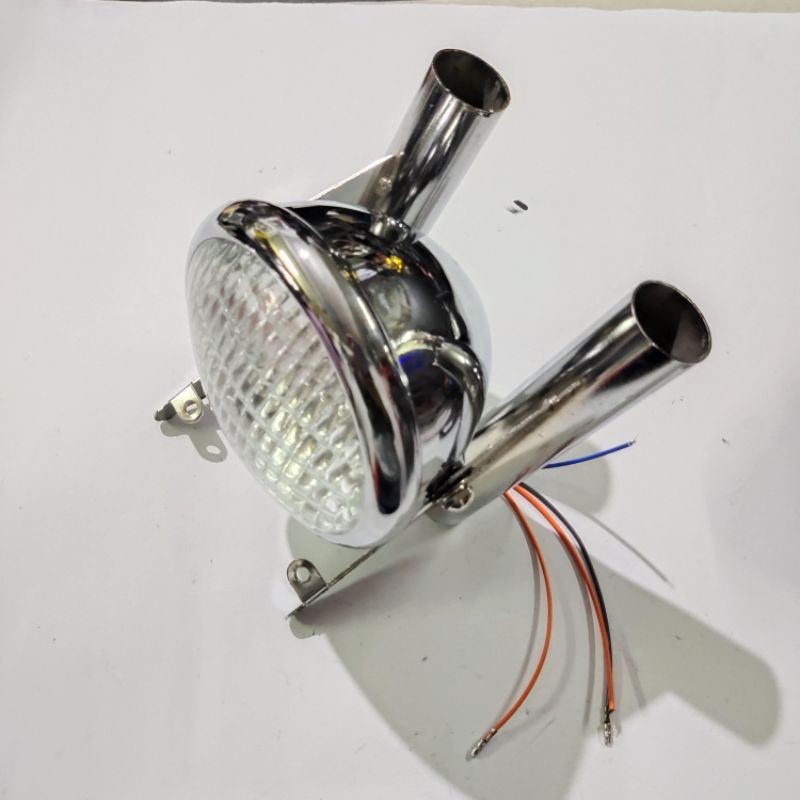 Lampu pesek crome mini plus Breket longsong crome variasi RX king cb Tiger Megapro Vixion dll