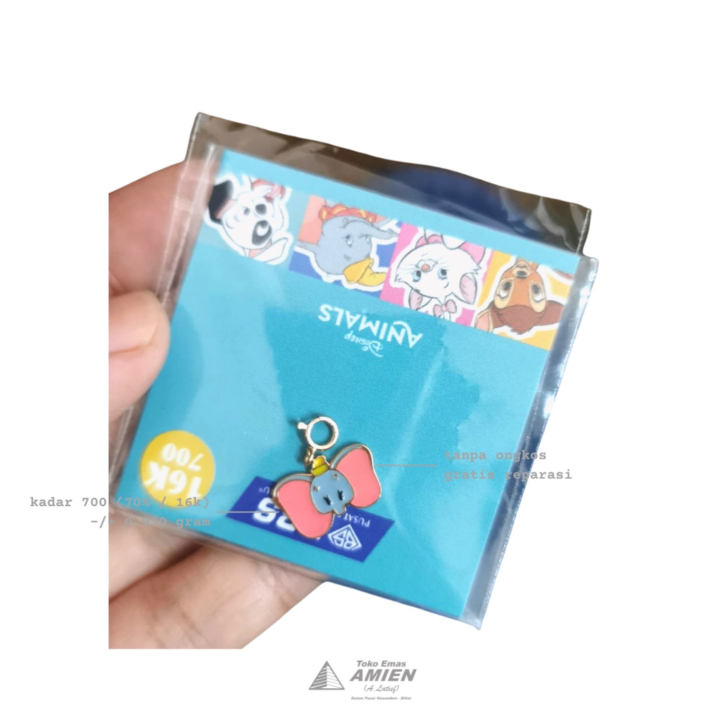 Toko Emas Amien Liontin Emas Asli UBS Kadar 700 (70% / 16K) 0.950 Gram - Disney Animals Gajah Dumbo