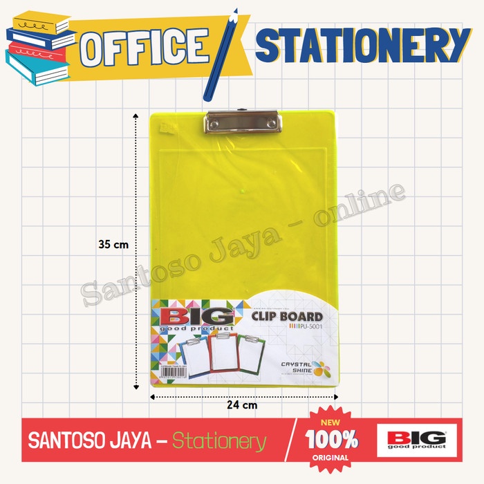 

Clip Board BIG PU-5001 Transparant - Papan Ujian F4 - Klipboard Tatakan Menulis