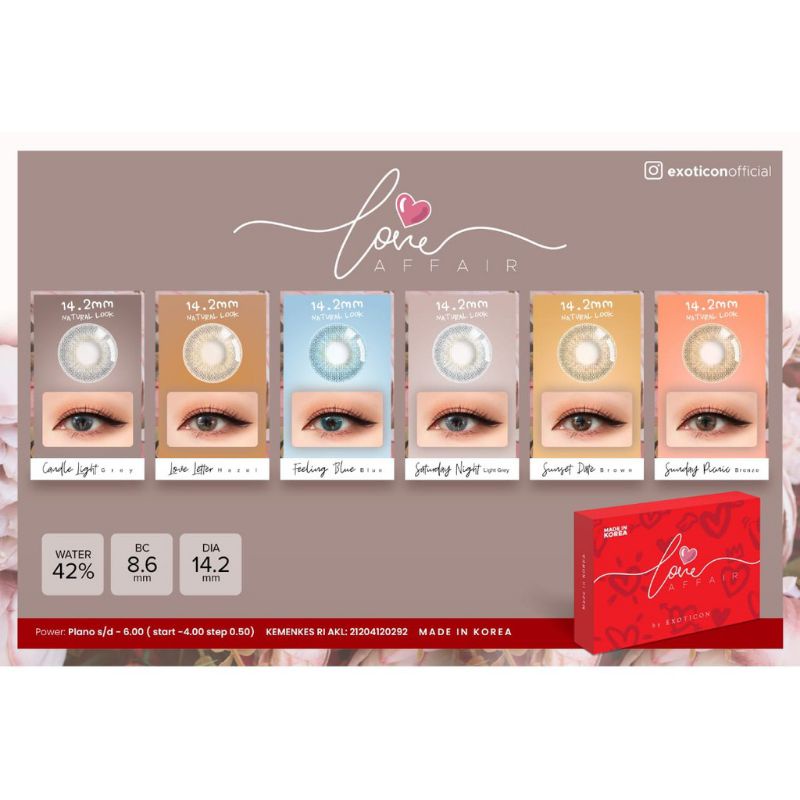 {BISA COD} SOFTLENS X2 LOVE AFFAIR BY EXOTICON (NORMAL)