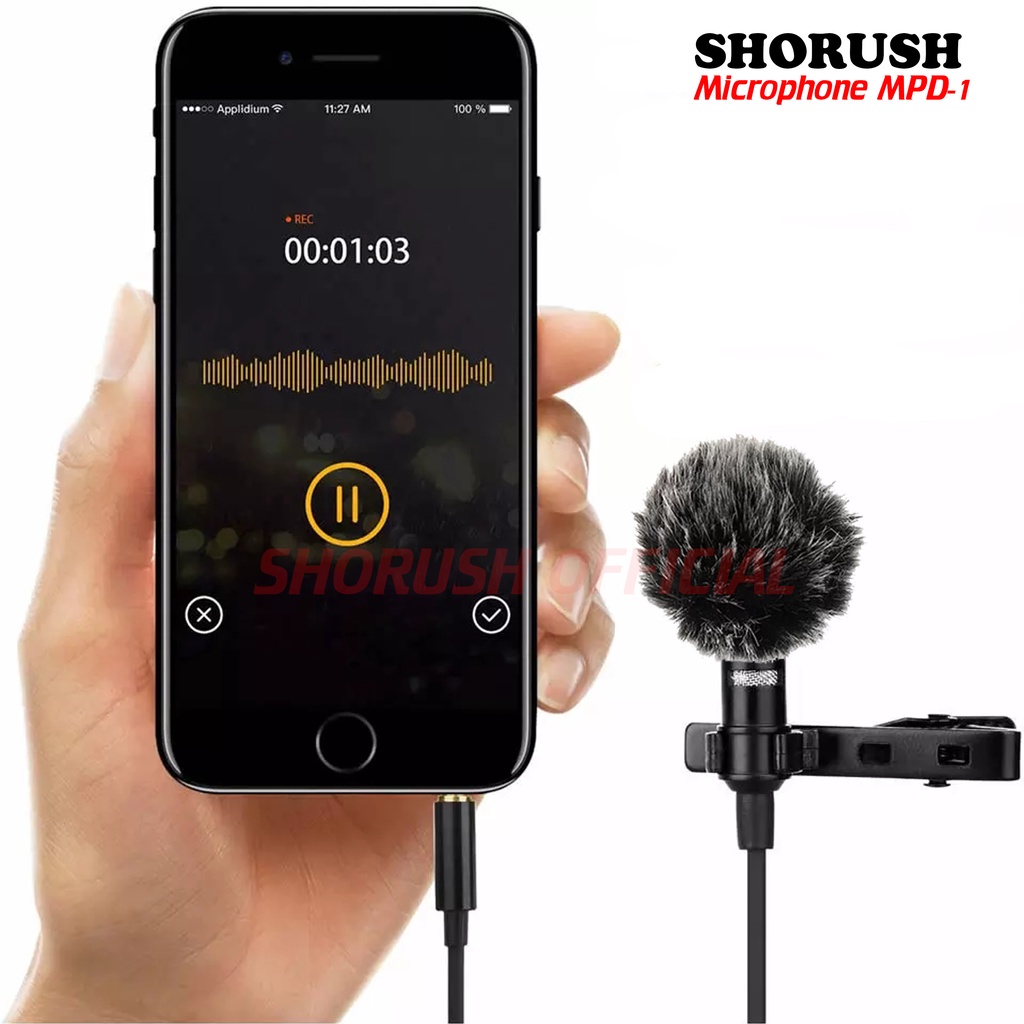 Shorush MPD-1 Microphone Mic Clip On 3.5 mm TRRS For Android Smartphone HP