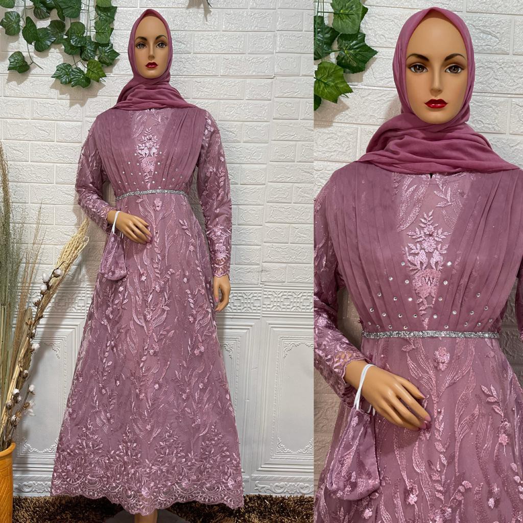 TERBARU LONG DRESS PRINCES TULLE MUTIARA BORDIR / DRESS PESTA