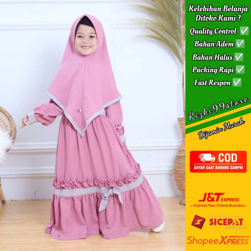 Baju Muslim Anak Perempuan 3 Tahun Premium Katun Jepang Gamis Anak Perempuan Polos