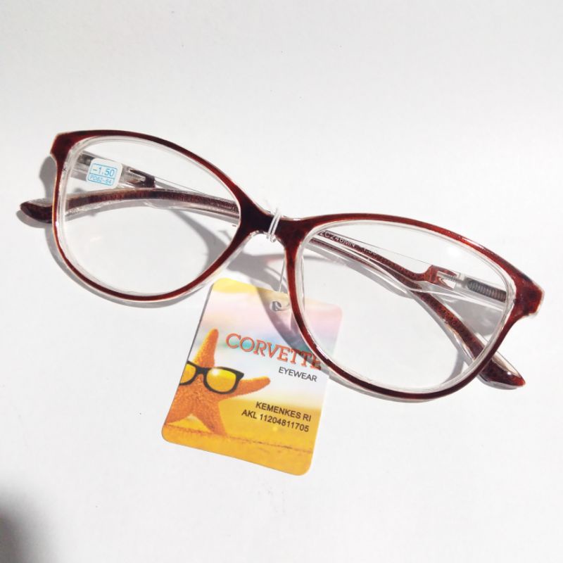 Kacamata MINUS Frame Cat Eye -0.50 sd -4.00 Wanita