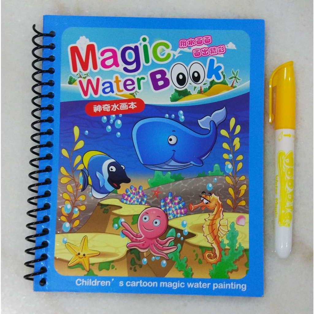 MAGIC WATER BOOK Pulpen Tinta Air Buku Gambar Air Ajaib Anak / Buku Mewarnai Lukisan Air BG-01