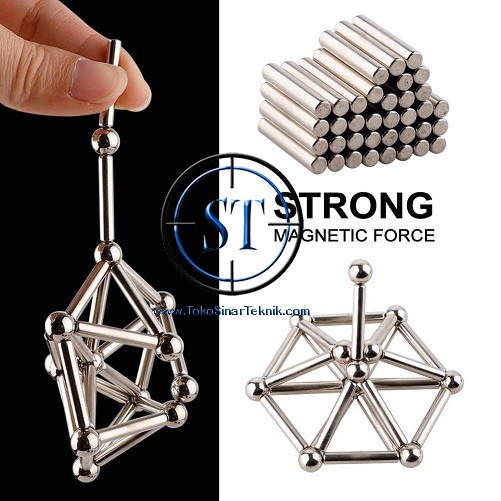 36 Pcs Magnetic Sticks + 27 Pcs Steel Balls Toy Building Buckyballs Puzzle