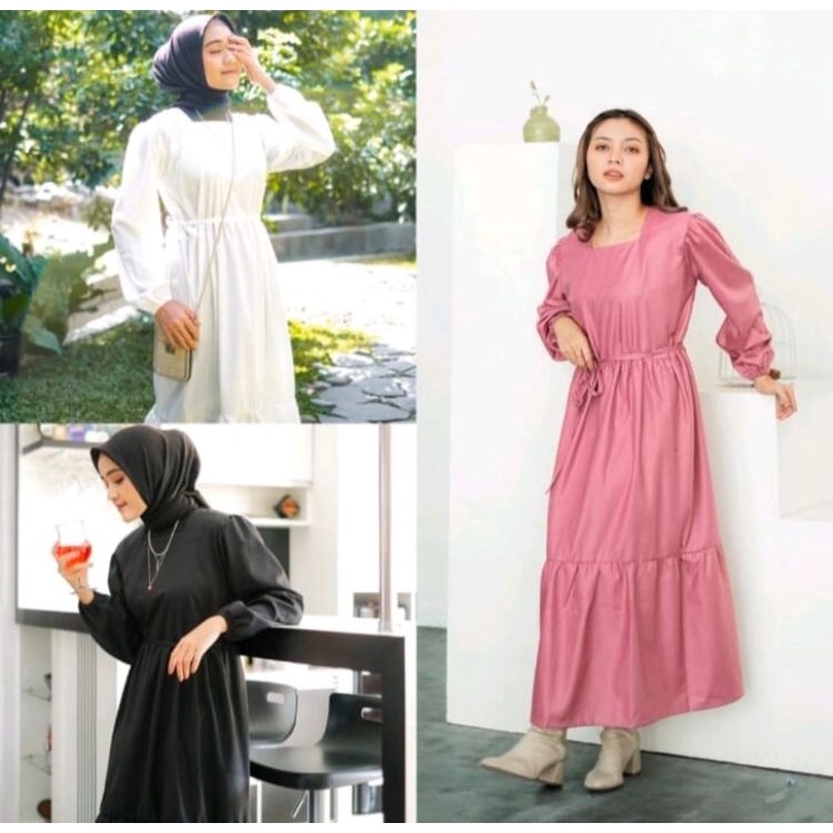 GAMIS NAZWA/GAMIS WANITA/BAHAN KATUN SHAKILLA/LONG DRESS