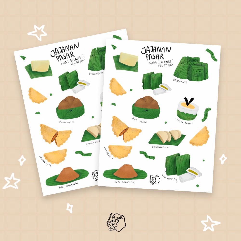 

[pennpaper] Jajanan Makassar Deco Sticker Sheet Bujo Stiker Lucu