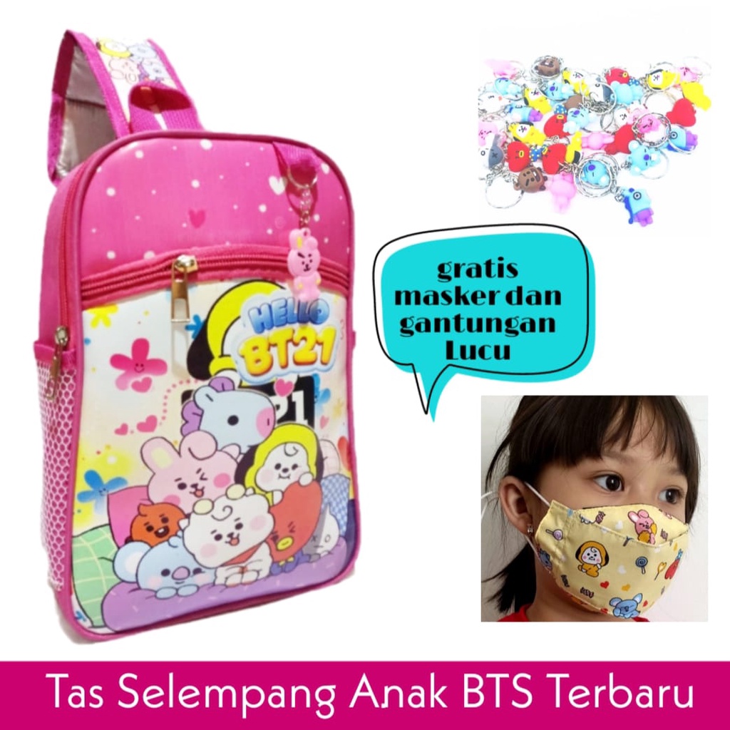 Tas selempang anak BTS - Tas anak kekinian - Tas anak tebaru BONUS MASKER dan GANTUNGAN TAS