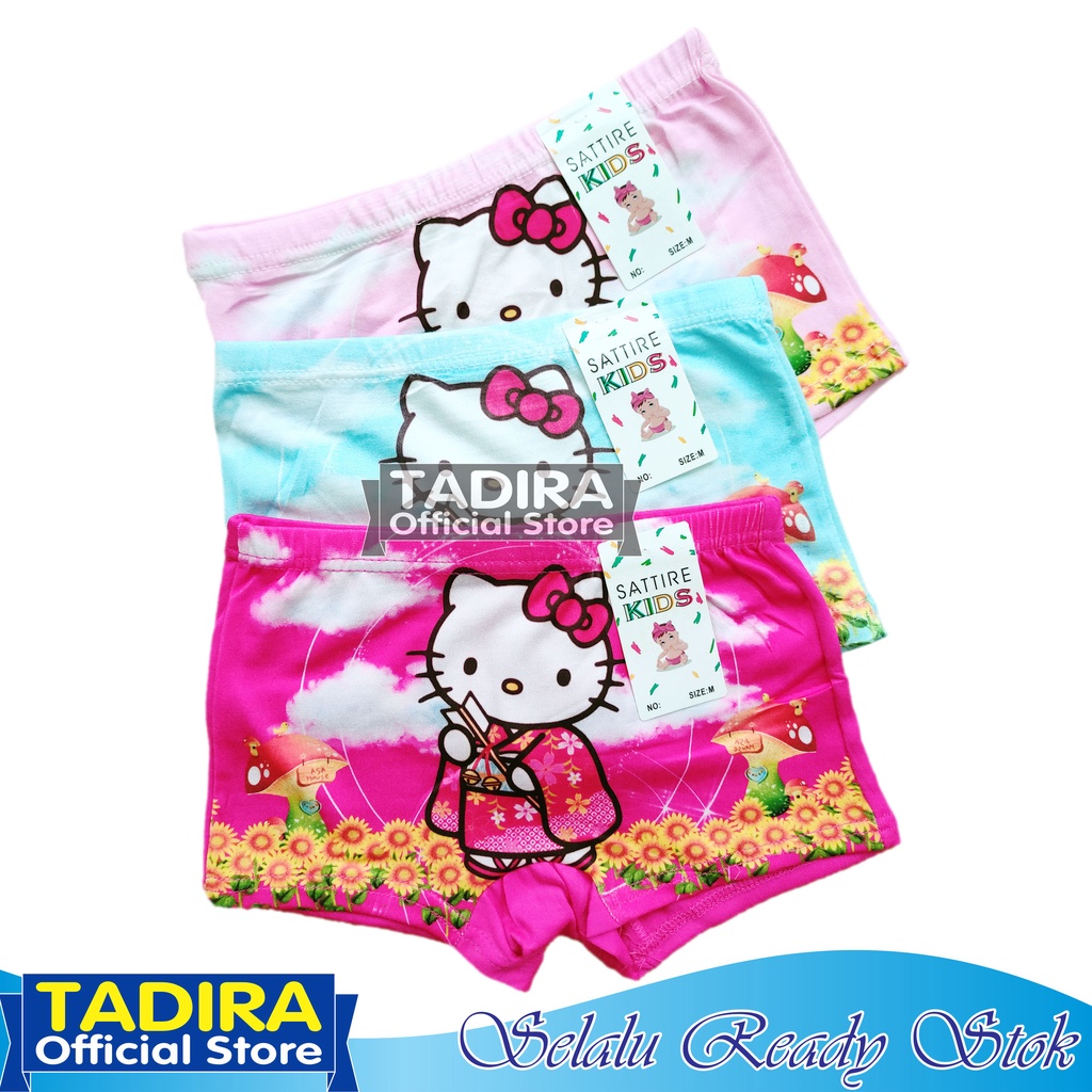 3 Pcs Celana Boxer Anak Perempuan Gambar Kartun Celana Dalam Boxer Karakter Bahan Super Lembut TADIRA