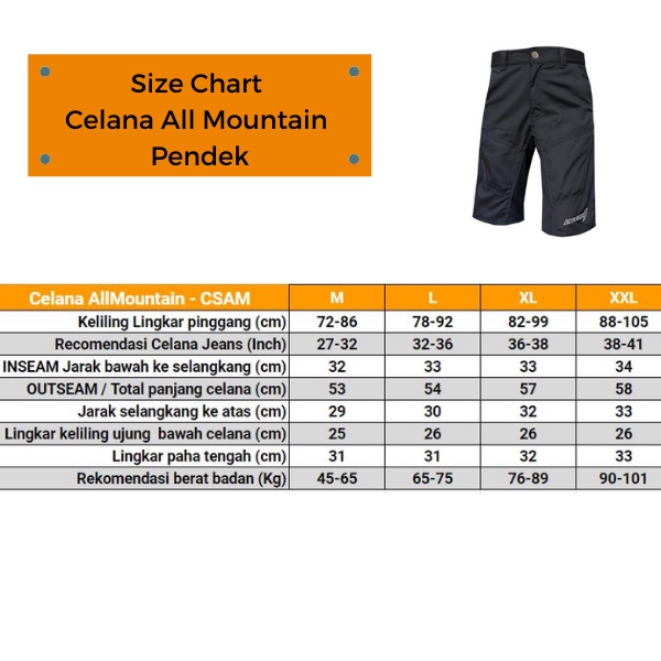 CELANA SEPEDA ALL MOUNTAIN MTB NON PADDING