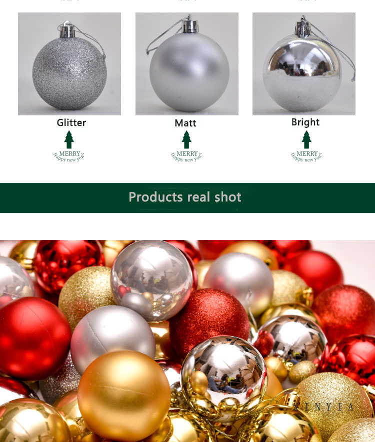 Ornamen Bola Glitter Ukuran 4cm / 6cm Untuk Dekorasi Pohon Natal