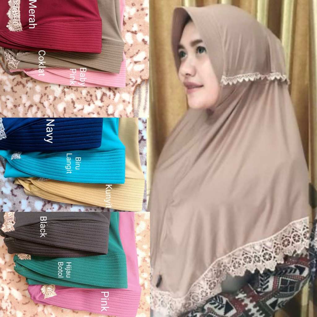 JILBAB INSTAN/KERUDUNG/HIJAB SERUT RENDA 2 TERLARIS dan termurah dengan warna indah, enak nyaman dipakai untuk ngaji dan kondangan