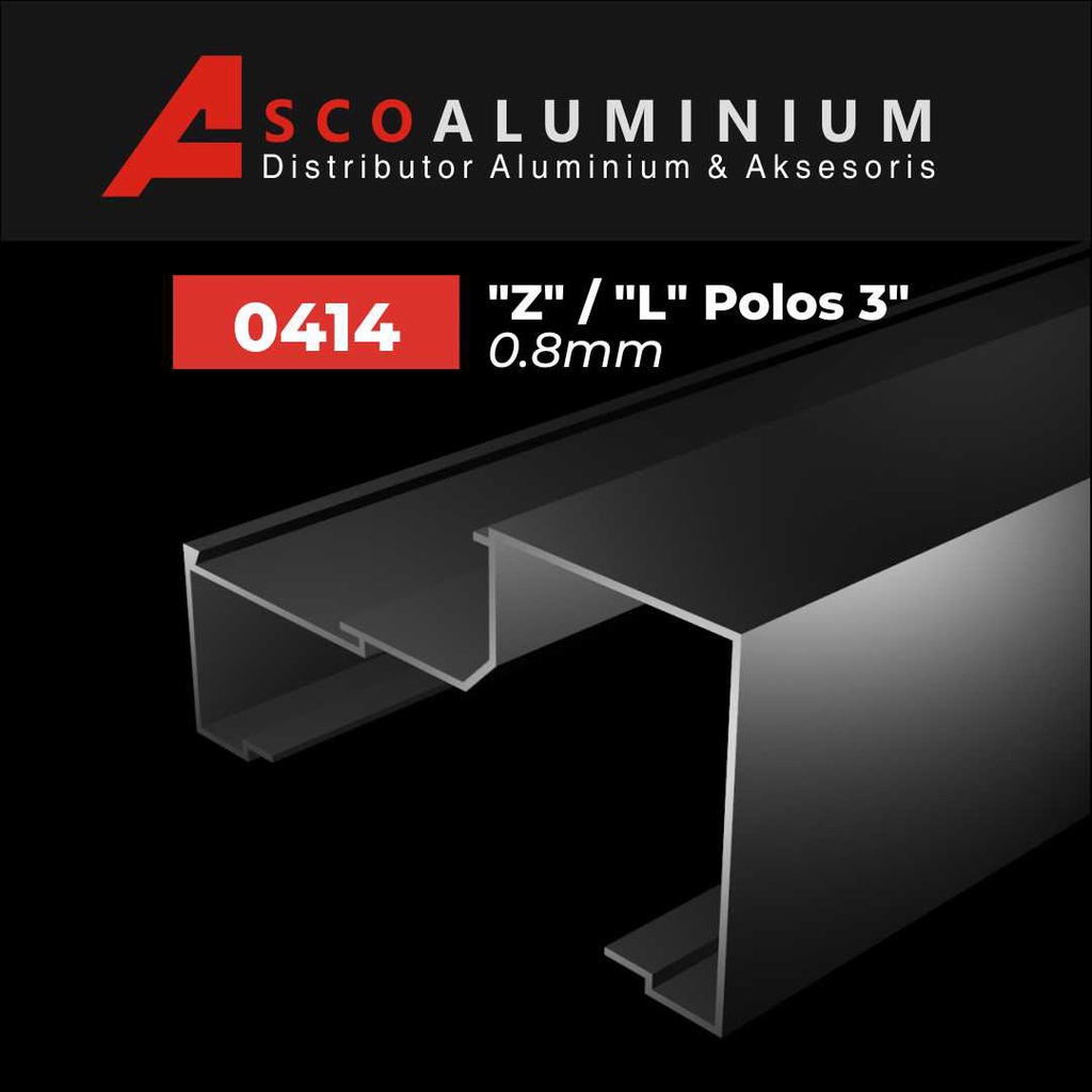Aluminium, alumunium "Z"/ "L" Polos Profile 0414 kusen 3 inch Alexindo