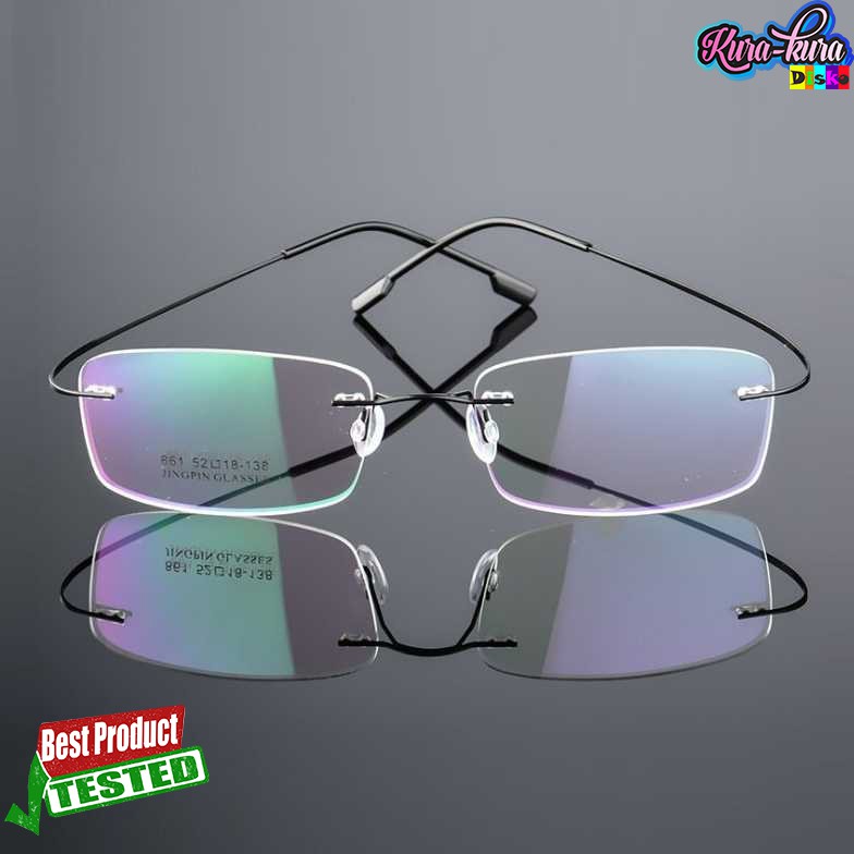 FONEX Frame Kacamata Frameless Titanium - JHY-295 Fashion