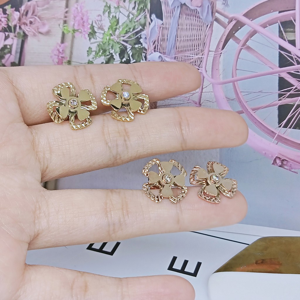 Anting Tusuk Titanium Putar Kipas Fashion Rose Gold - BE360