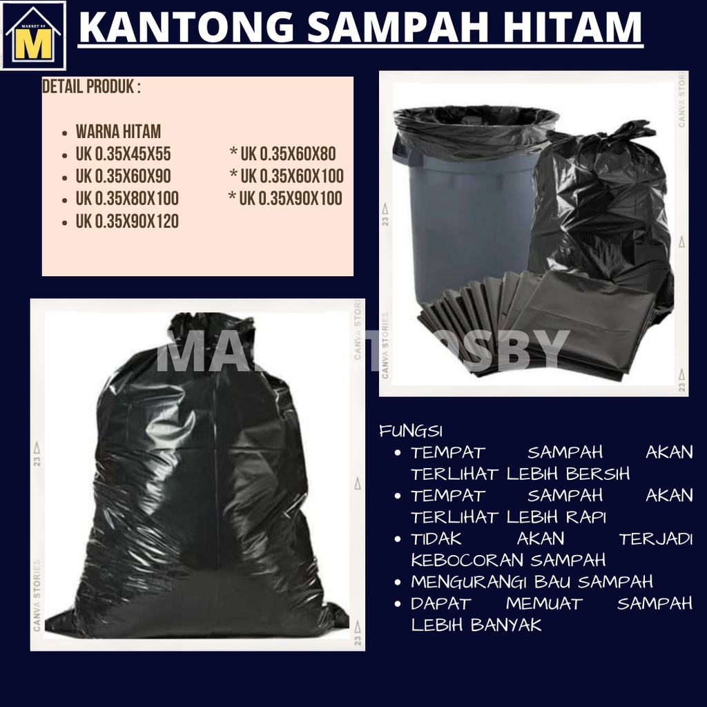 Kantong Sampah Hitam Uk.45x55/60x80/60x90/60x100/80x100/90x100/90x120/100x120