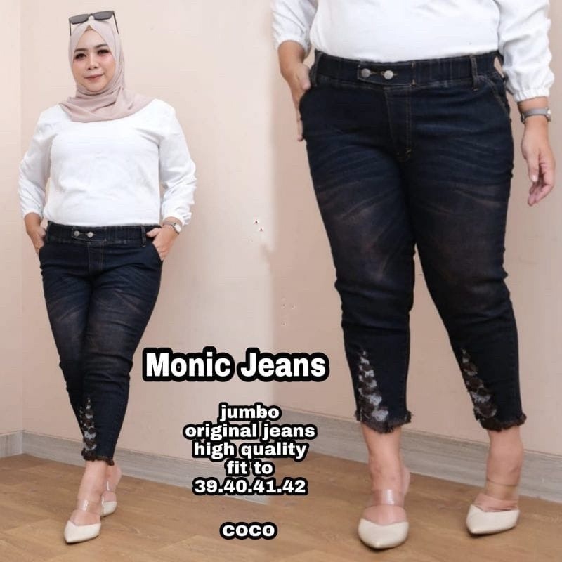 MONIC CELANA JEANS JUMBO RIPPED 7/9 SOBEK BAWAH BIG SIZE (31-42)