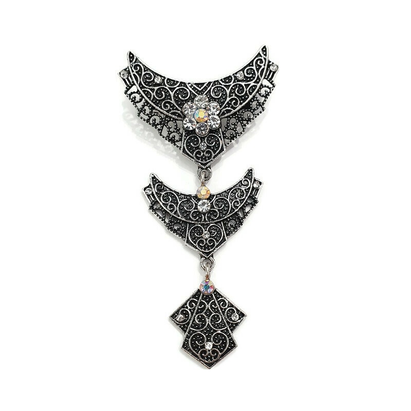 Bros Kebaya 3 Susun Terbaru Ukuran Kecil/Bros Pesta Mini/Bros Kutubaru Etnik/Bros Hijab Juntai-Perak Bakar 3