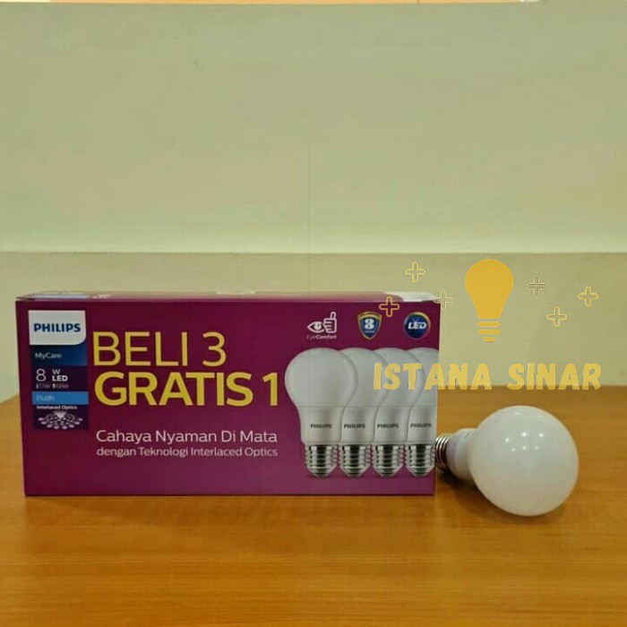 Lampu Bohlam LED Philips 6Watt, 6W, 6 Watt, 6 W paket (1 paket isi 4)