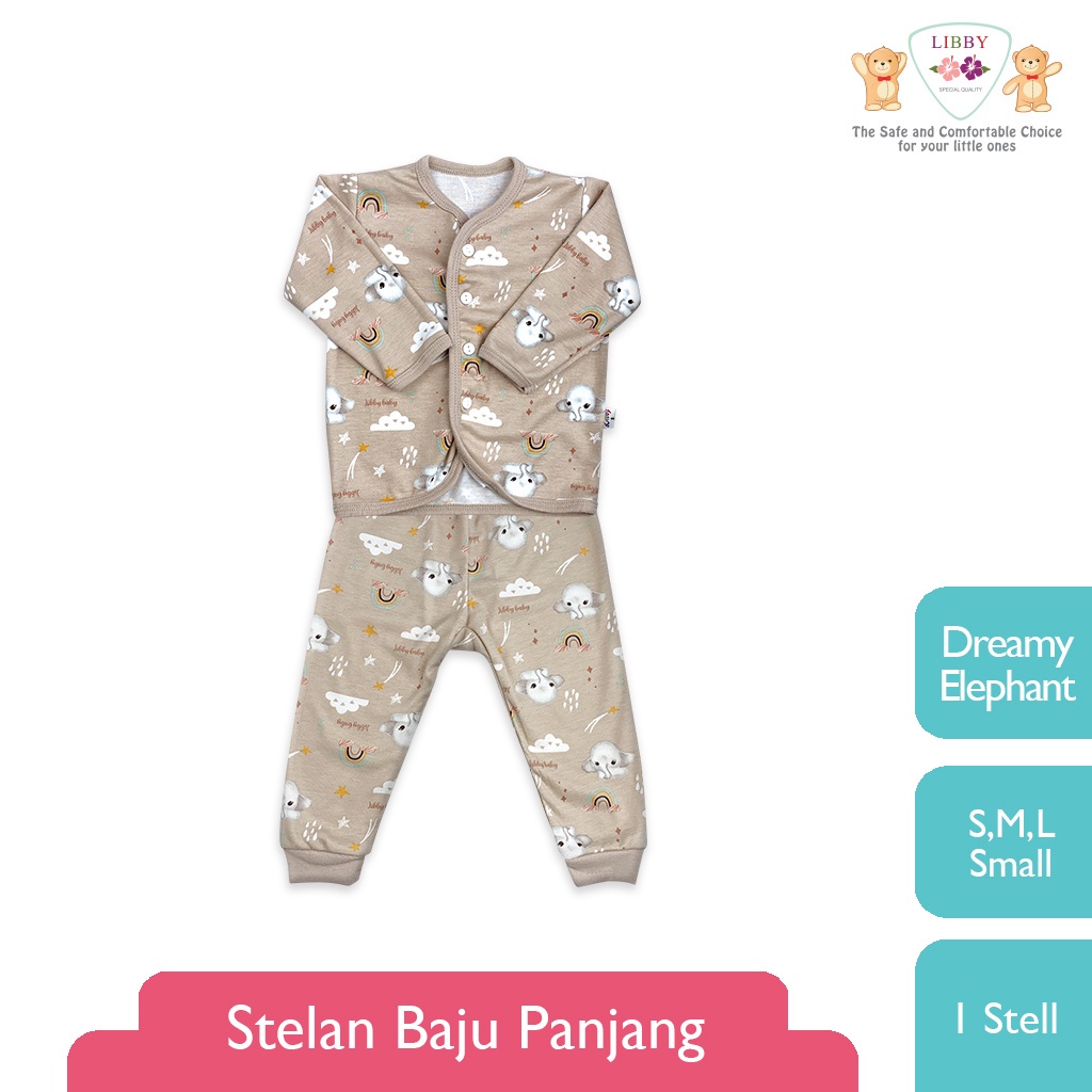 LIBBY (1 stel) Stelan Baju Panjang - Celana Panjang Motif Rainbow Fantasia (1 stel)