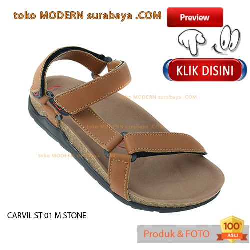 CARVIL ST 01 M STONE sandal footbeed pria casual sopan flip flop