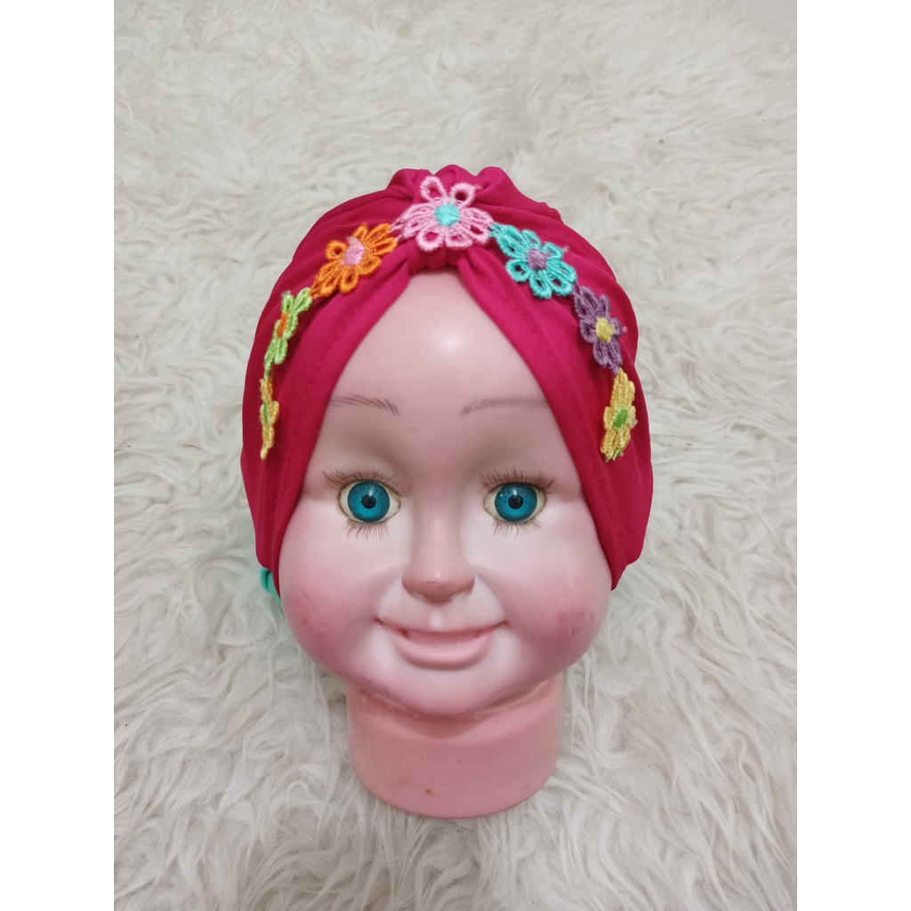 ALFATIH STORE / Turban Baby Renda Bunga / Turban Murah / 5pcs Mix warna