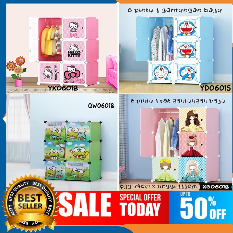 TURUN HARGA Lemari Pakaian Plastik Portable Karakter TURUN HARGA Lemari Pakaian Plastik Portable Karakter