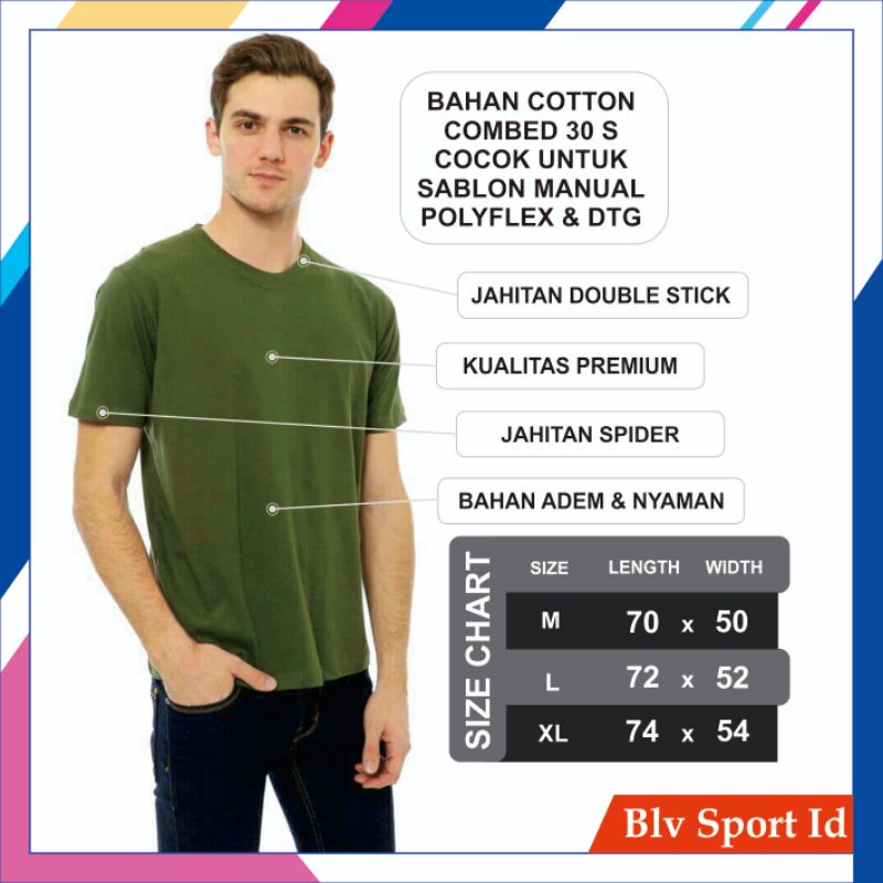 KAOS POLOS PRIA COTTON COMBED 30S