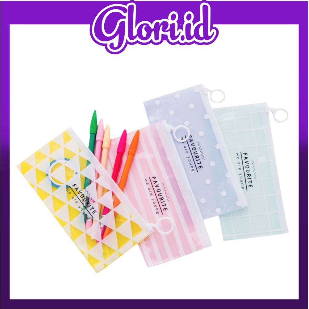 

GLORI.ID R444 Tempat Pensil Transparan Zip Tempat Kosmetik Zip R799