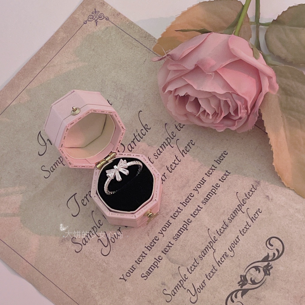 Cincin Model Terbuka Bahan 925 Silver Desain Pita Hias Kristalberlian Imitasi Adjustable Untuk Wanita