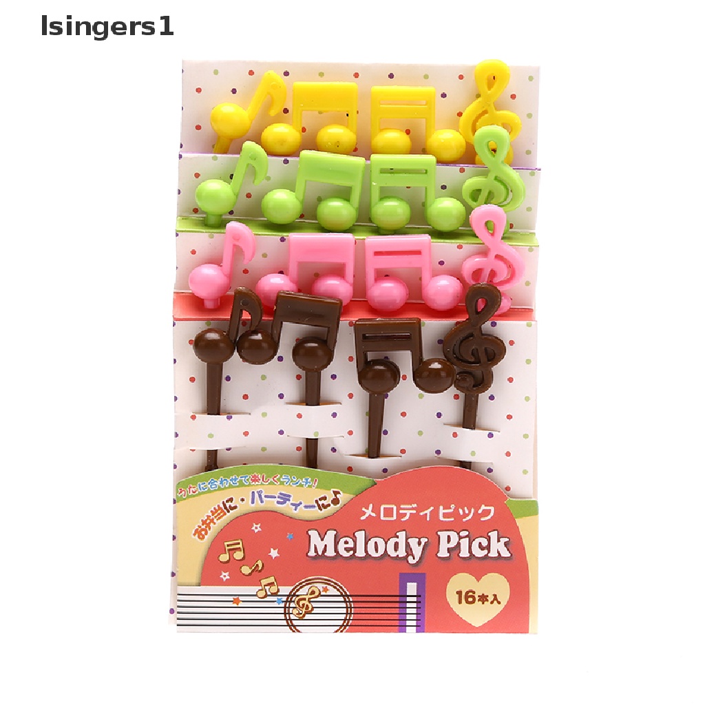 (lsingers1) 16pcs / set Garpu Buah / Snack Desain Not Musik Kartun Ukuran Mini Untuk Anak