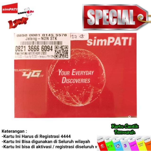 Kartu Nomor Cantik Simpati Qwarted  6666/Nomor Cantik Simpati 08213 6666 094