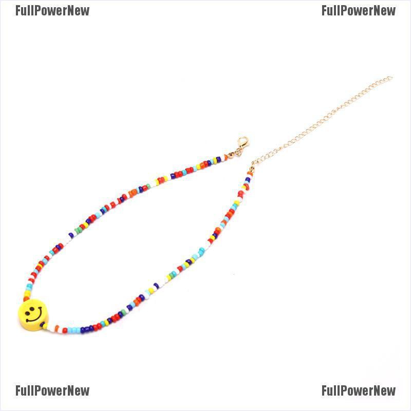 [FULLのJY] Bohemia Colorful Beads Smile Face Pendant Choker Necklace Clavicle Jewelry Gift