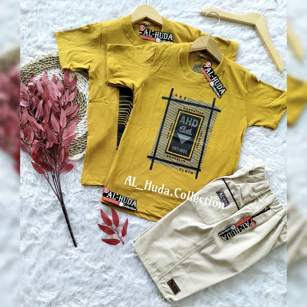 Setelan kaos distro celana pendek chino anak usia 1-10 tahun | Setelan anak laki laki | Stelan anak 