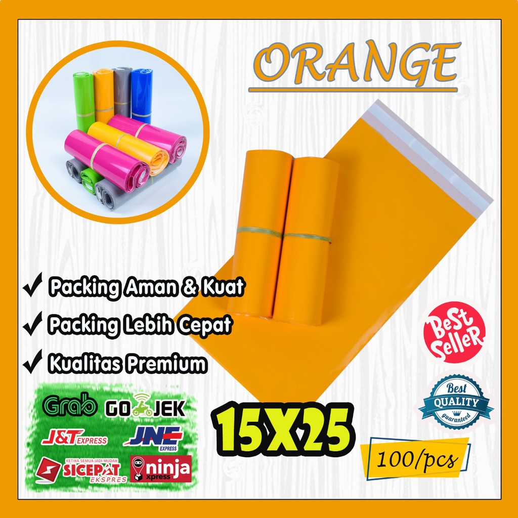 

Polymailer kantong kemasan amplop plastik tebal 15X25 WARNA PREMIUM @100 PCS - GLOSSY mewah