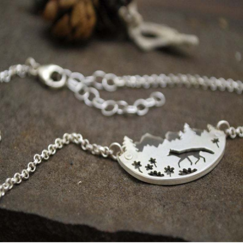 Kalung Liontin Timberwolves Arizona Saguaro Gaya Vintage Untuk Wanita