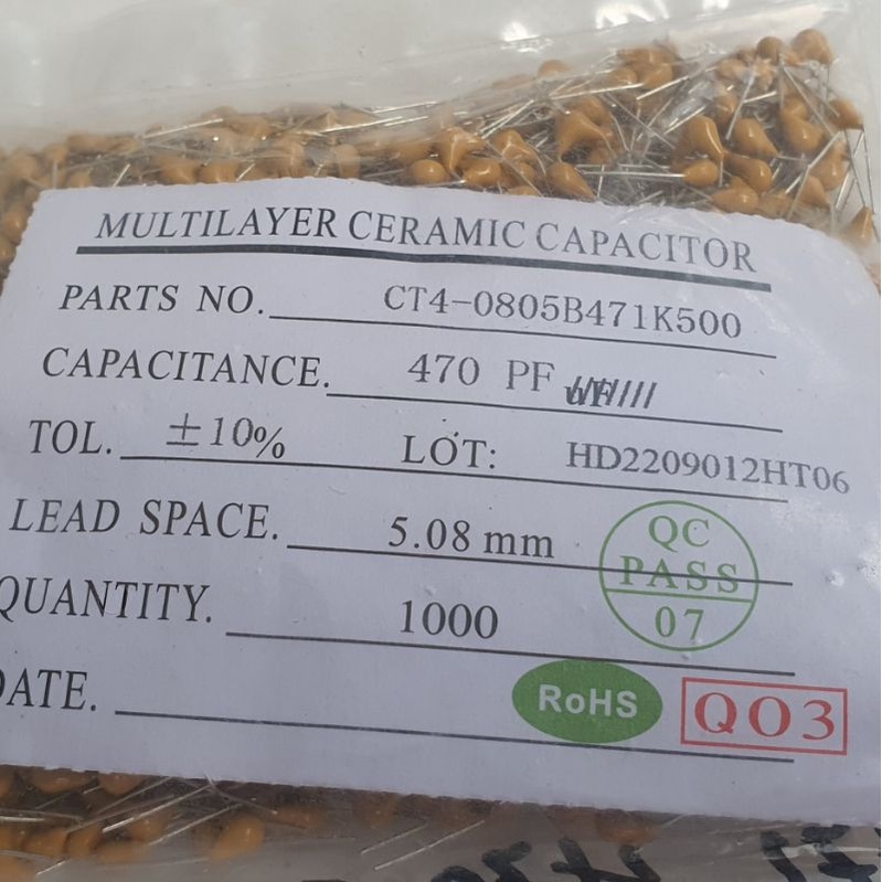 Kapasitor 471 470pf MLCC Multilayer Ceramic Capacitor 471 470pf Kualitas Bagus perbiji