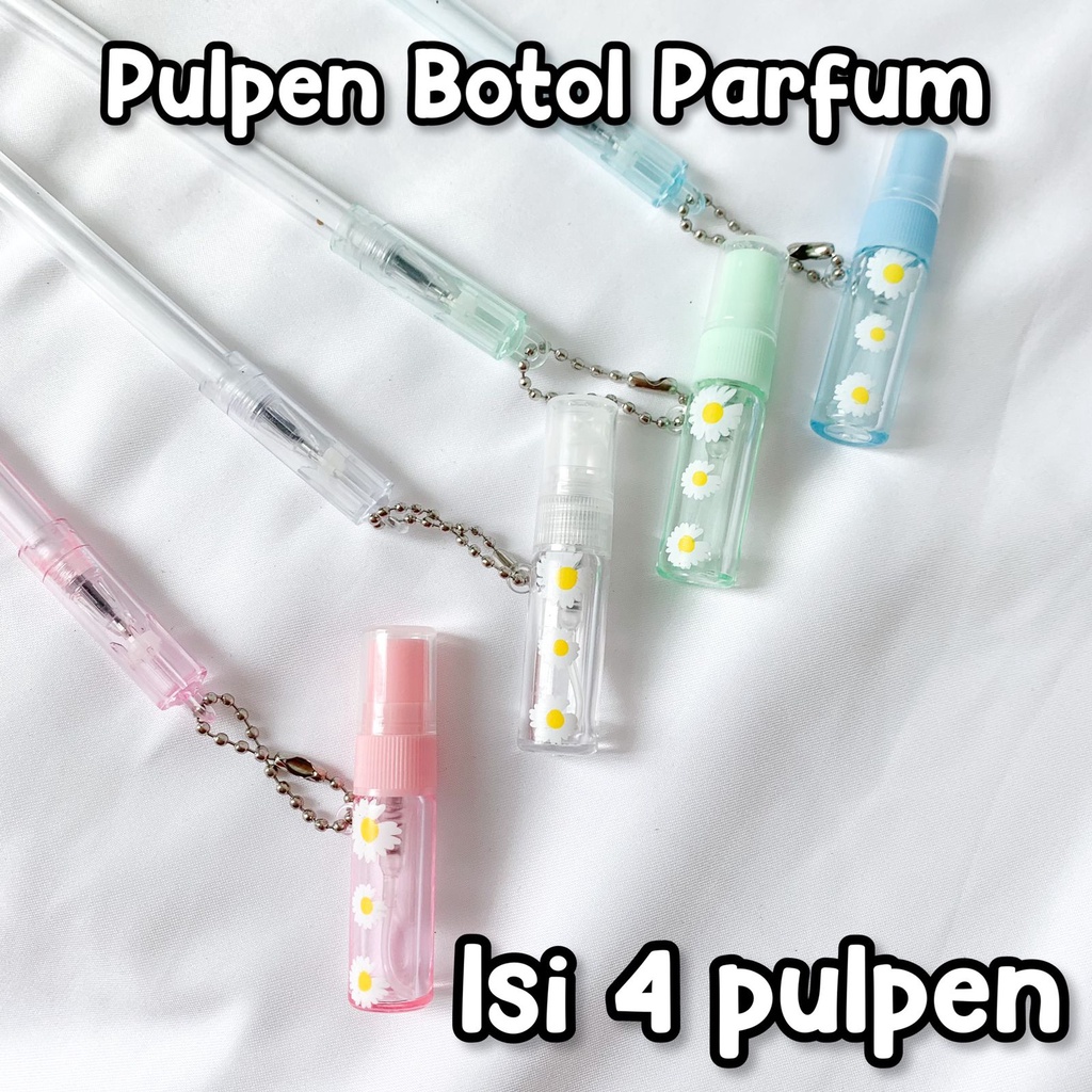 (4 Pulpen) Pulpen Botol parfum Lucu Pena Pen Gantungan Decant vial Bottle Viral Gel karakter Bisa di